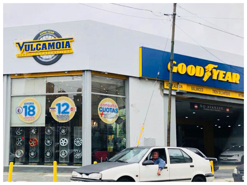 Cartelería en Alucobond con letras corpóreas en Goodyear Avellaneda